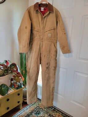 Vintage Carhartt Quilt-Lined Duck Canvas Longsleeve Coveralls Size 48 Regular XL